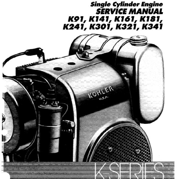 Kohler K91, K141, K161, K181, K241, K301, K321, K341 Single Cyliner Engine Service Manual (tp2379)