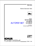 Kohler 10EG, 13EG, 15EG, 9EFG, 11EGZ, 13EGZ, 15EGZ Marine Service Manual (tp6324)
