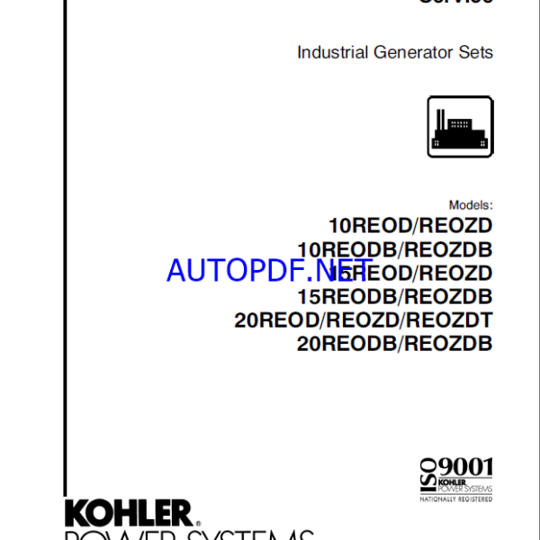 Kohler 10REOD,REOZD,10REODB,REOZDB,15REOD,REOZD,15REODB,REOZDB,20REOD,REOZD,REOZDT,20REODB,REOZDB Industrial Generator Sets Service Manual (tp6394)