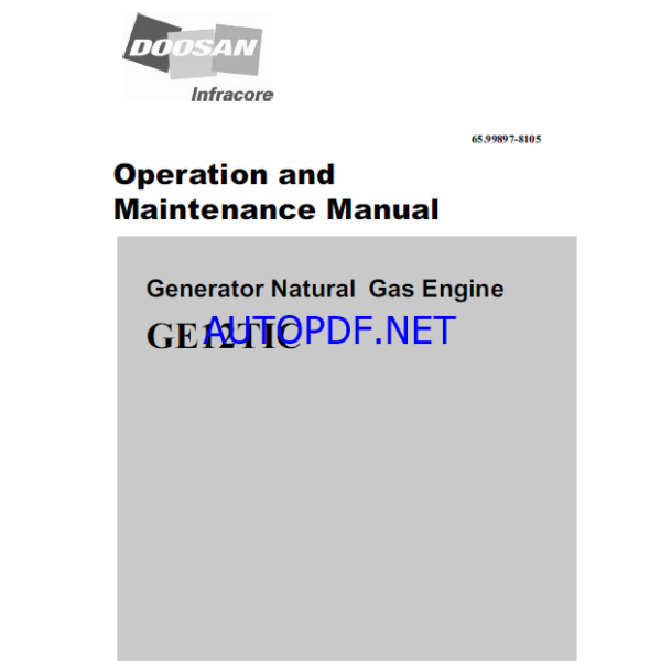 Doosan GE12TIC Generator Natural Gas Engine Operation and Maintenance Manual (tp6837)