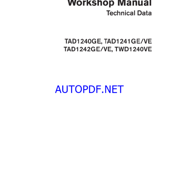 Kohler TAD1240GE, TAD1241GE-VE, TAD1242GE-VE, TWD1240VE Workshop Manual (tp6763)