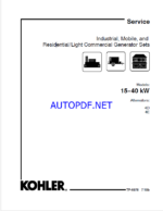Kohler 15-40 kW Industrial, Mobile, and Residential, Light Commercial Generator Sets Service Manual