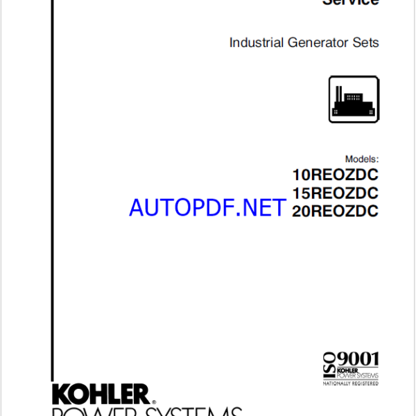 Kohler 10REOZDC, 15REOZDC, 20REOZDC Industrial Generator Sets Service Manual (tp6794)