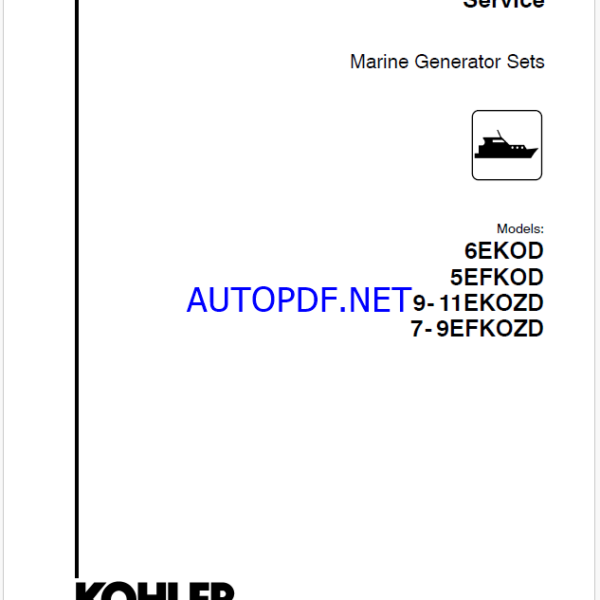 Kohler 6EKOD, 5EFKOD, 9-11EKOZD, 7-9EFKOZD Marine Service Manual (tp6774)