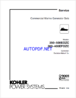 Kohler 350-500EOZC, 300-400EFOZC Commercial Marine Generator Sets Service Manual (tp6672)