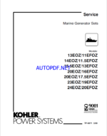 Kohler 13EOZ, 11EFOZ, 14EOZ, 11.5EFOZ, 15.5EOZ, 13EFOZ, 20EOZ, 16EFOZ, 20EOZ, 17.5EFOZ, 23EOZ, 19EFOZ, 24EOZ, 20EFOZ Marine Service Manual (tp6071)