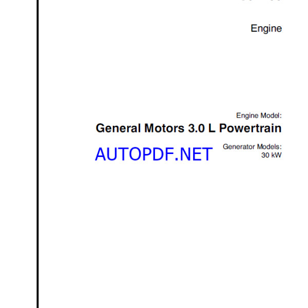 Kohler General Motors 3.0 L Powertrain Engine Service Manual (tp6165)