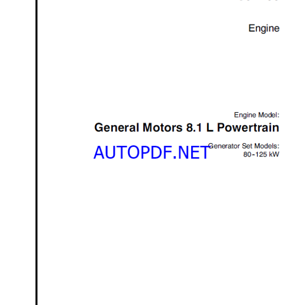 Kohler General Motors 8.1 L Powertrain Engine Service Manual (tp6105)