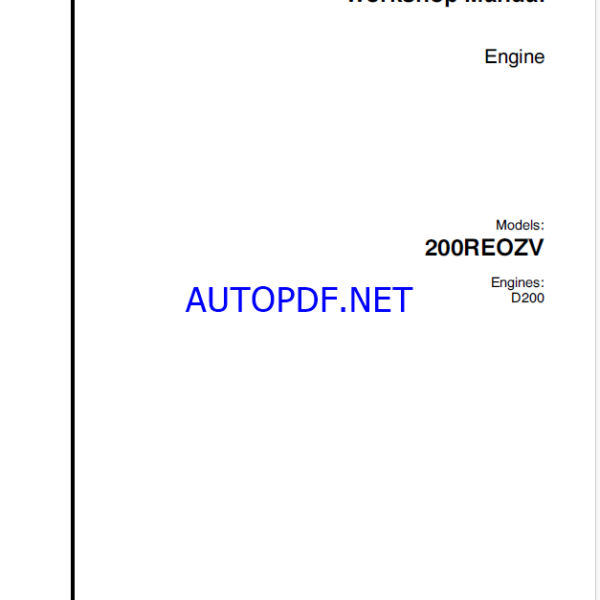 Kohler 200REOZV Engine Workshop Manual (tp6204)