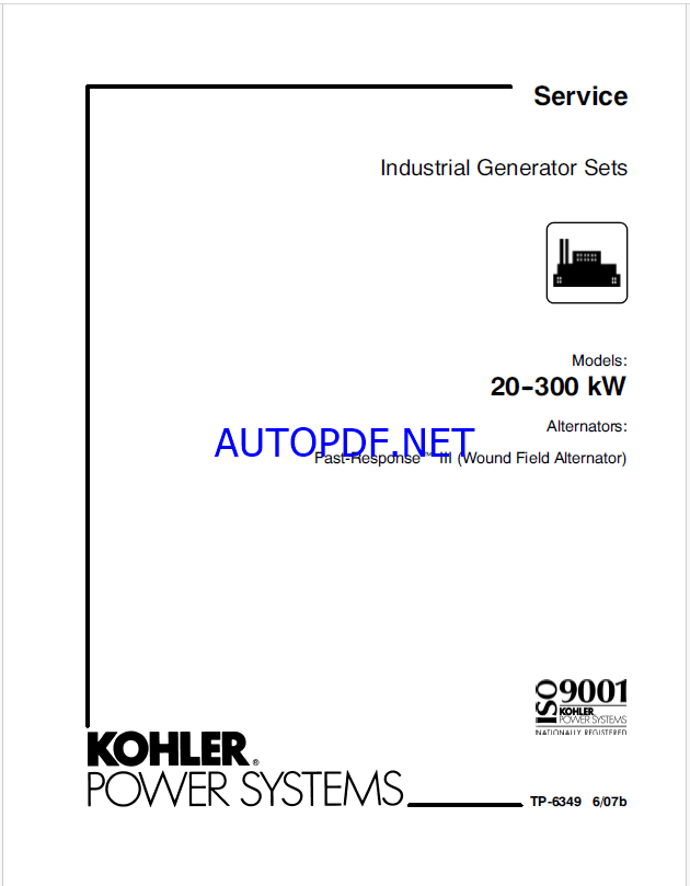 Kohler 20-300 kW Industrial Generator Sets Service Manual (tp6349)