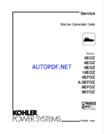 Kohler 5EOZ, 8EOZ, 9EOZ, 10EOZ, 4EFOZ, 6.5EFOZ, 8EFOZ, 9EFOZ Marine Service Manual (tp6053)