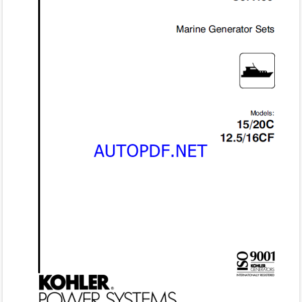 Kohler 15C, 20C 12.5CF, 16CF Marine Service Manual (tp5983)