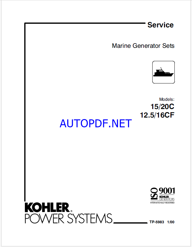 Kohler 15C, 20C 12.5CF, 16CF Marine Service Manual (tp5983)