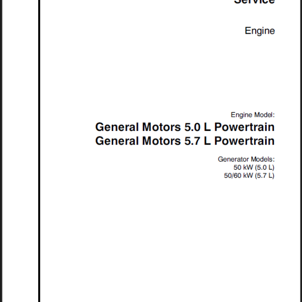 Kohler General Motors 5.0L, 5.7L Powertrain Engine Service Manual (tp6104)
