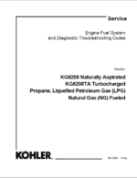 Kohler KG6208 Naturally Aspirated, KG6208TA Turbocharged Propane, Liquefied Petroleum Gas (LPG), Natural Gas (NG) Fueled Service Manual (tp7097)