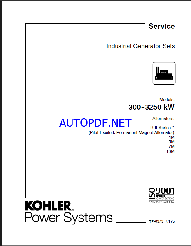 Kohler 300-3250 kW Industrial Generator Sets Service Manual (tp6373)