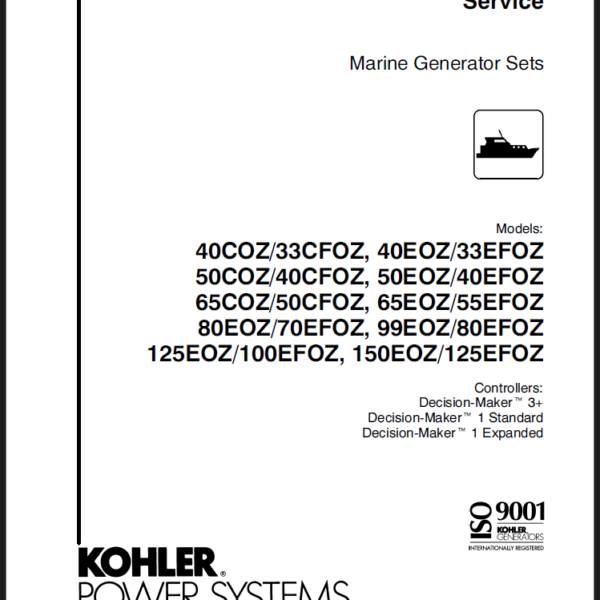 Kohler 40COZ, 33CFOZ, 40EOZ, 33EFOZ Marine Service Manual (tp5737)