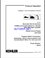 Kohler APM802 and Decision-Makerr 3+, 340, 550, 3000, 3500, 6000, and 8000 Modbusr Communications Protocol Operation Manual (tp6113)