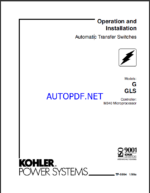 Kohler G, GLS Automatic Transfer Switches Operation and Installation Manual (tp5994)