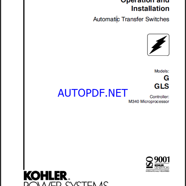 Kohler G, GLS Automatic Transfer Switches Operation and Installation Manual (tp5994)