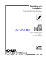 Kohler G, GN, GLN, GLS, GTN, GTS Automatic Transfer Switch Operation and Installation Manual (tp5991)