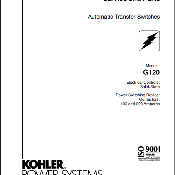 Kohler G120 Automatic Transfer Switches Service and Parts Manual (tp5992)