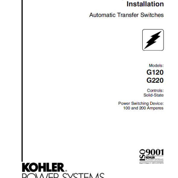 Kohler G120, G220 Automatic Transfer Switches Operation and Installation Manual (tp5990)