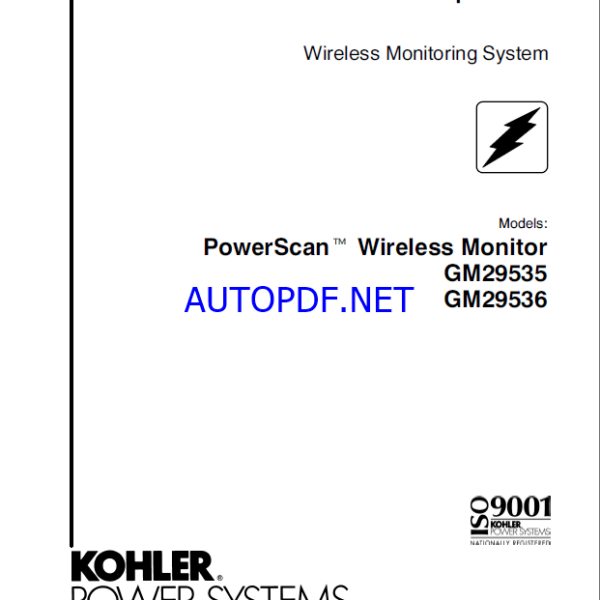 Kohler GM29535, GM29536 PowerScan Wireless Monitor Operation Manual (tp6223)