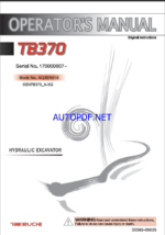 Takeuchi TB370 Hydraulic Excavator Operators Manual (AQ2EN016)