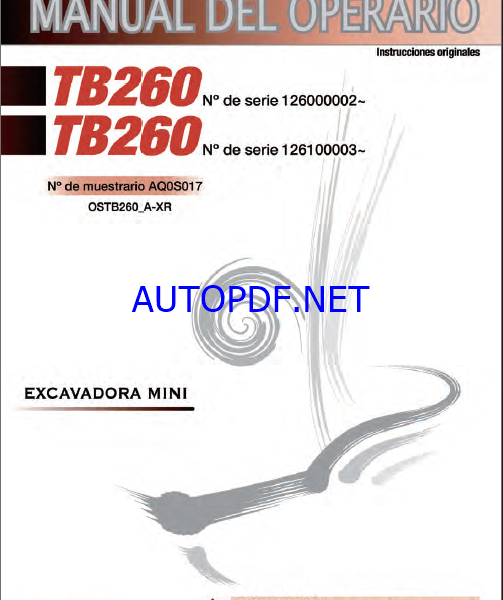 Takeuchi OPERATORS MANUAL TB260 AQ0S017 SN 126100003-(SPANISH)