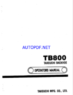 Takeuchi TB800 Backhoe Loader Operators Manual