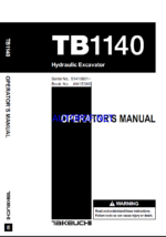 Takeuchi TB1140 Hydraulic Excavator Operators Manual (AN1E000)