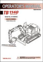 Takeuchi TB1140 Series 2 Hydraulic Excavator Operators Manual (AN3E902)