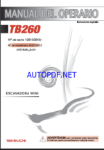 Takeuchi OPERATORS MANUAL TB260 AQ1ES013 SN 126103816-(SPANISH)