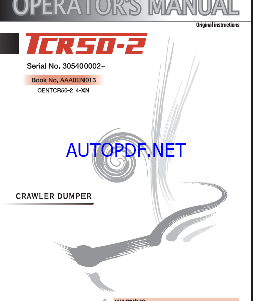 Takeuchi TCR50-2 Crawler Dumper Operators Manual (AAA0EN013)