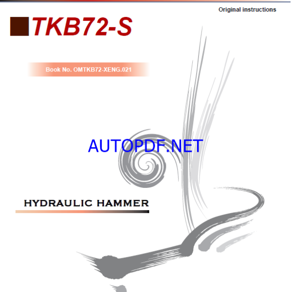 Takeuchi TKB72-S Hydraulic Hammer Operators Manual