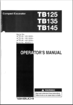 Takeuchi TB125, TB135, TB145 Compact Excavator Operators Manual (AG4E017)