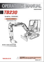 Takeuchi TB230 Mini Excavator Operators Manual (AE8EN916)