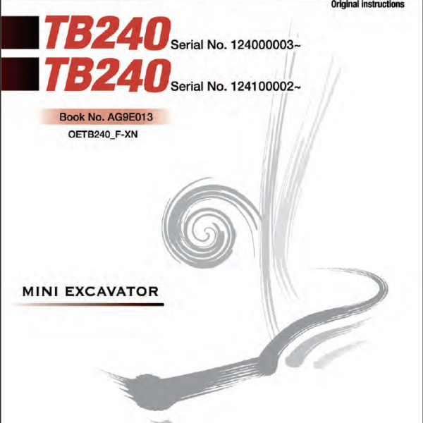 Takeuchi TB240 Mini Excavator Operators Manual (AG9E013)