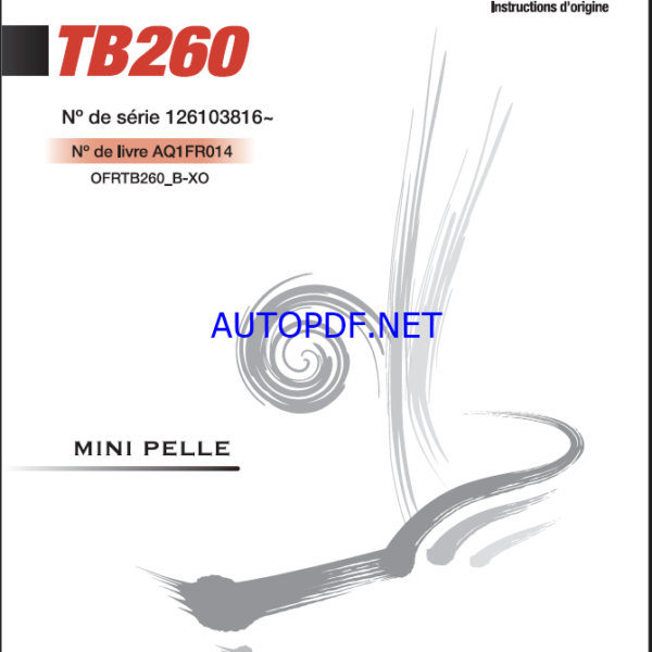 Takeuchi OPERATORS MANUAL TB260 AQ1FR014 SN 126103816-(FRENCH)