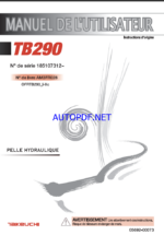 Takeuchi OPERATORS MANUAL TB290 AM3FR028 SN 185107312-(FRENCH)