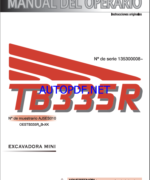Takeuchi OPERATORS MANUAL TB335R AJ5FR010 SN 135300008-(FRENCH)