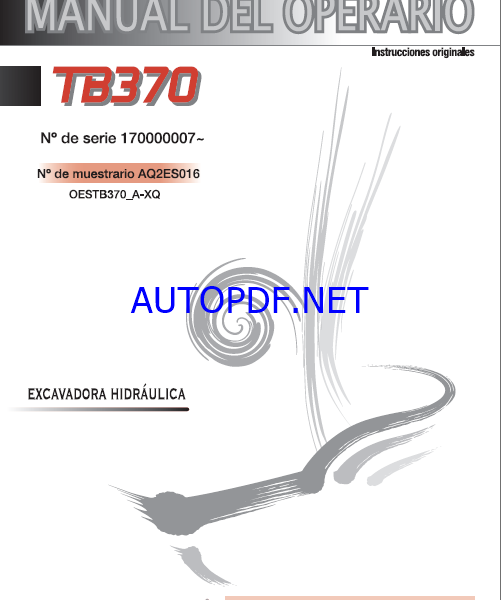 Takeuchi OPERATORS MANUAL TB370 AQ2ES016 SN 170000007-(SPANISH)