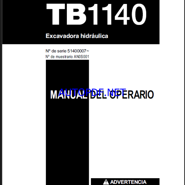 Takeuchi OPERATORS MANUAL TB1140 AN0F003 SN 51400007-(FRENCH)