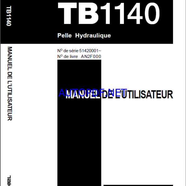 Takeuchi OPERATORS MANUAL TB1140 AN2S000 SN 51420001-(SPANISH)