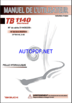 Takeuchi OPERATORS MANUAL TB1140-2 AN3F003 SN 514400229-(FRENCH)
