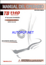 Takeuchi OPERATORS MANUAL TB1140-2 AN3S002 SN 514400229-(SPANISH)