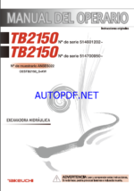 Takeuchi OPERATORS MANUAL TB2150 AN5ES022 SN 514601202-(SPANISH)