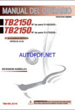 Takeuchi OPERATORS MANUAL TB2150 AN5S006 SN 514600003-(SPANISH)