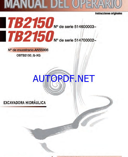 Takeuchi OPERATORS MANUAL TB2150 AN5S006 SN 514600003-(SPANISH)
